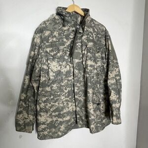US Army ACU UCP Coat Mens Large Reg Gray Digital Camo Cold Weather Field Hooded